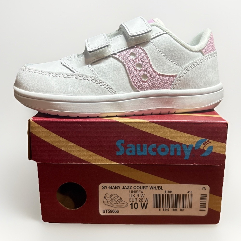Saucony Kids White and Pink Velcro Sneakers
